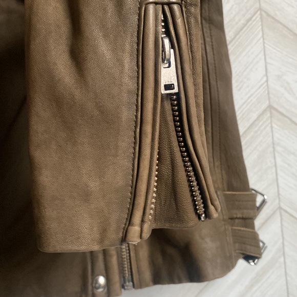 IRO Han leather Moto jacket 36 khaki - Picture 6 of 12